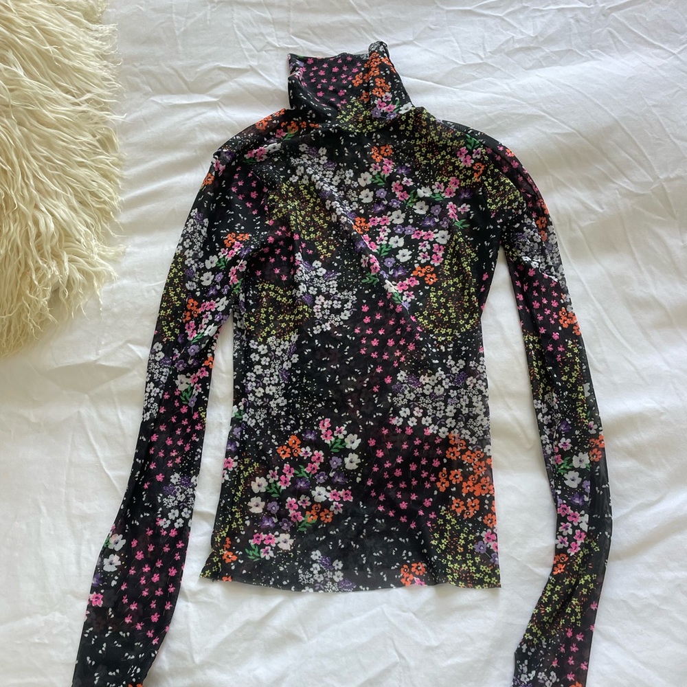 AFRM long sleeve mesh printed turtle neck XS